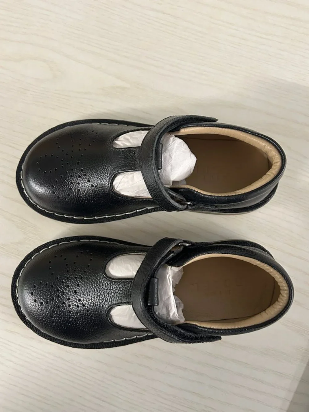 Boden Black Mini Leather T-bar Flats Size 26 (EU) and Size 9.5 (US)